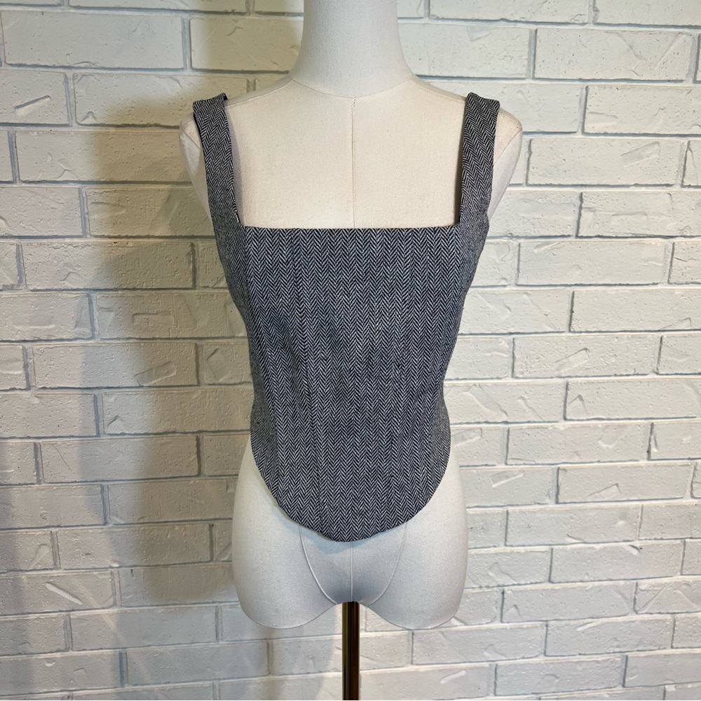 Innovare Denim Black Herringbone Corset Top Womens M